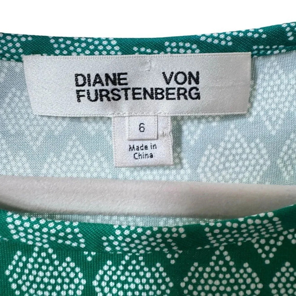 Diane von Furstenberg Della Silk Jersey Knit Tie Knot Dress Green Sleeveless Sz6 - Picture 3 of 9